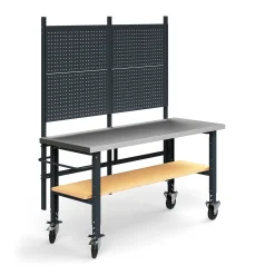 Teollisuuspöytäkokonaisuus TRUST Siirrettävä, työkalupaneeli, alahylly, 2000x760 mm, teräs