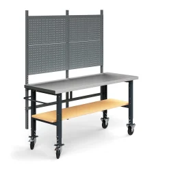 Teollisuuspöytäkokonaisuus TRUST Siirrettävä, työkalupaneeli, alahylly, 2000x760 mm, teräs