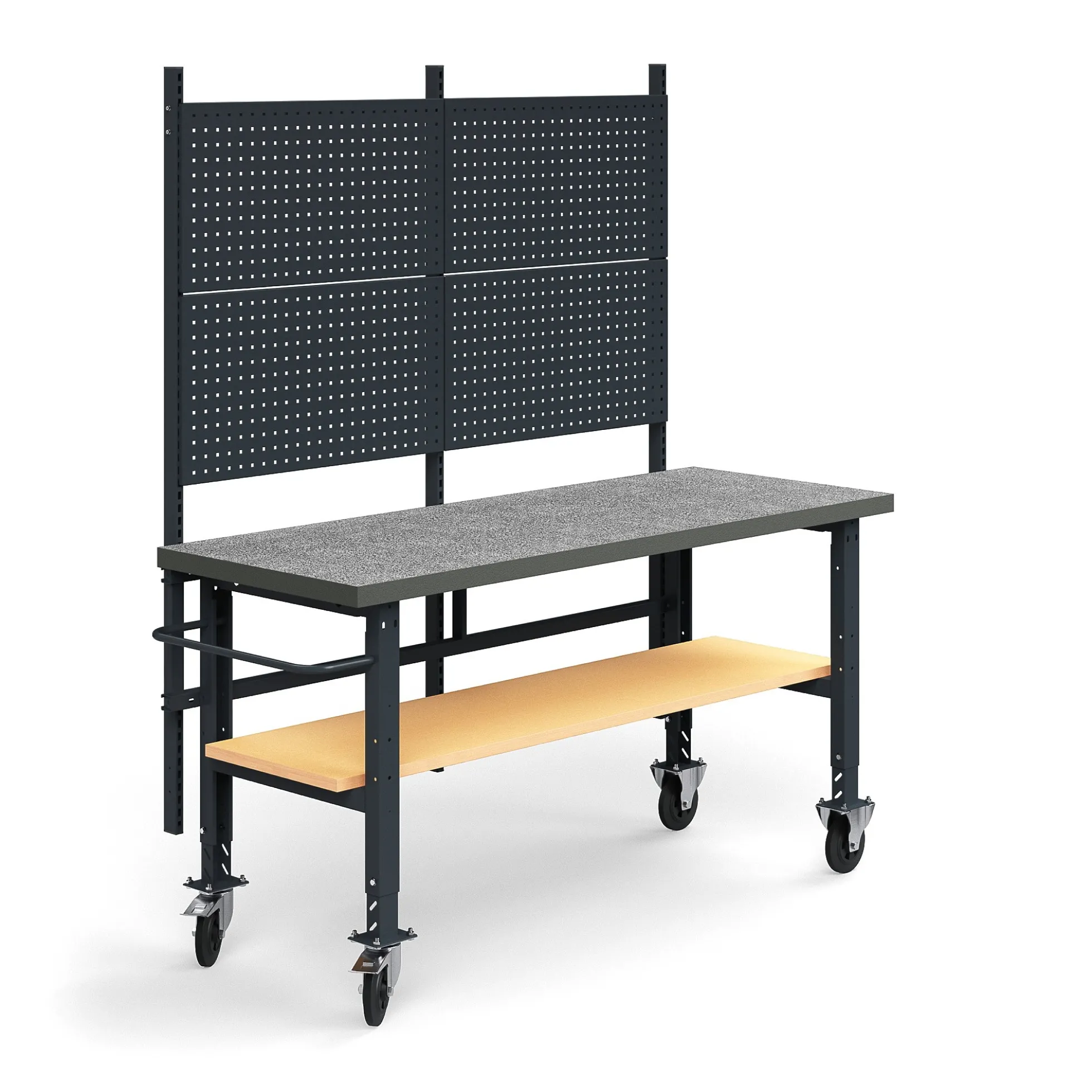 Teollisuuspöytäkokonaisuus TRUST Siirrettävä, työkalupaneeli, alahylly, 2000x760 mm, vinyyli