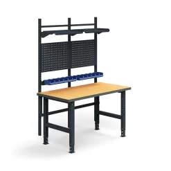 Teollisuuspöytäkokonaisuus TRUST Työkalupaneelit, laatikot + hyllyt, 1500x760 mm, kovalevy