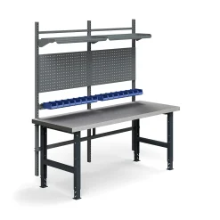 Teollisuuspöytäkokonaisuus TRUST Työkalupaneelit, laatikot + hyllyt, 2000x760 mm, teräs