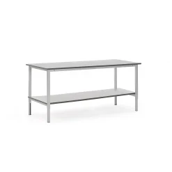 Teollisuuspöytä MOTION Manuaalisesti korkeussäädettävä, alahylly, 2000x800 mm, harmaa