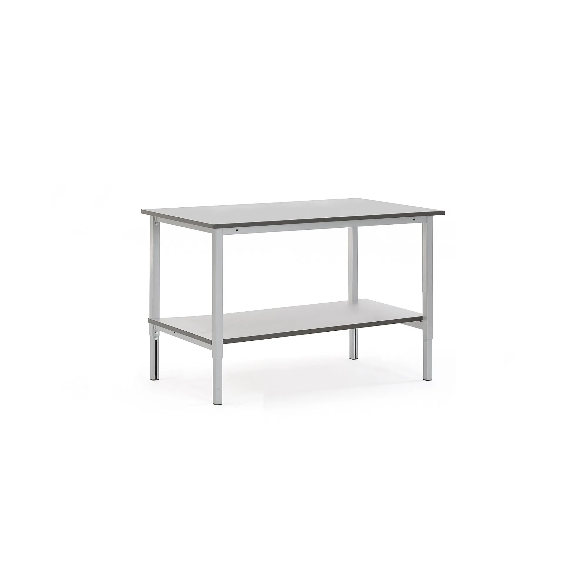 Teollisuuspöytä MOTION Manuaalisesti korkeussäädettävä, alahylly, 1500x800 mm, harmaa