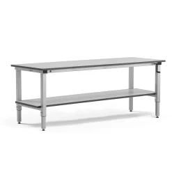 Teollisuuspöytä MOTION Manuaalisesti korkeussäädettävä, 2000x600 mm, alahylly, 150 kg,harmaa