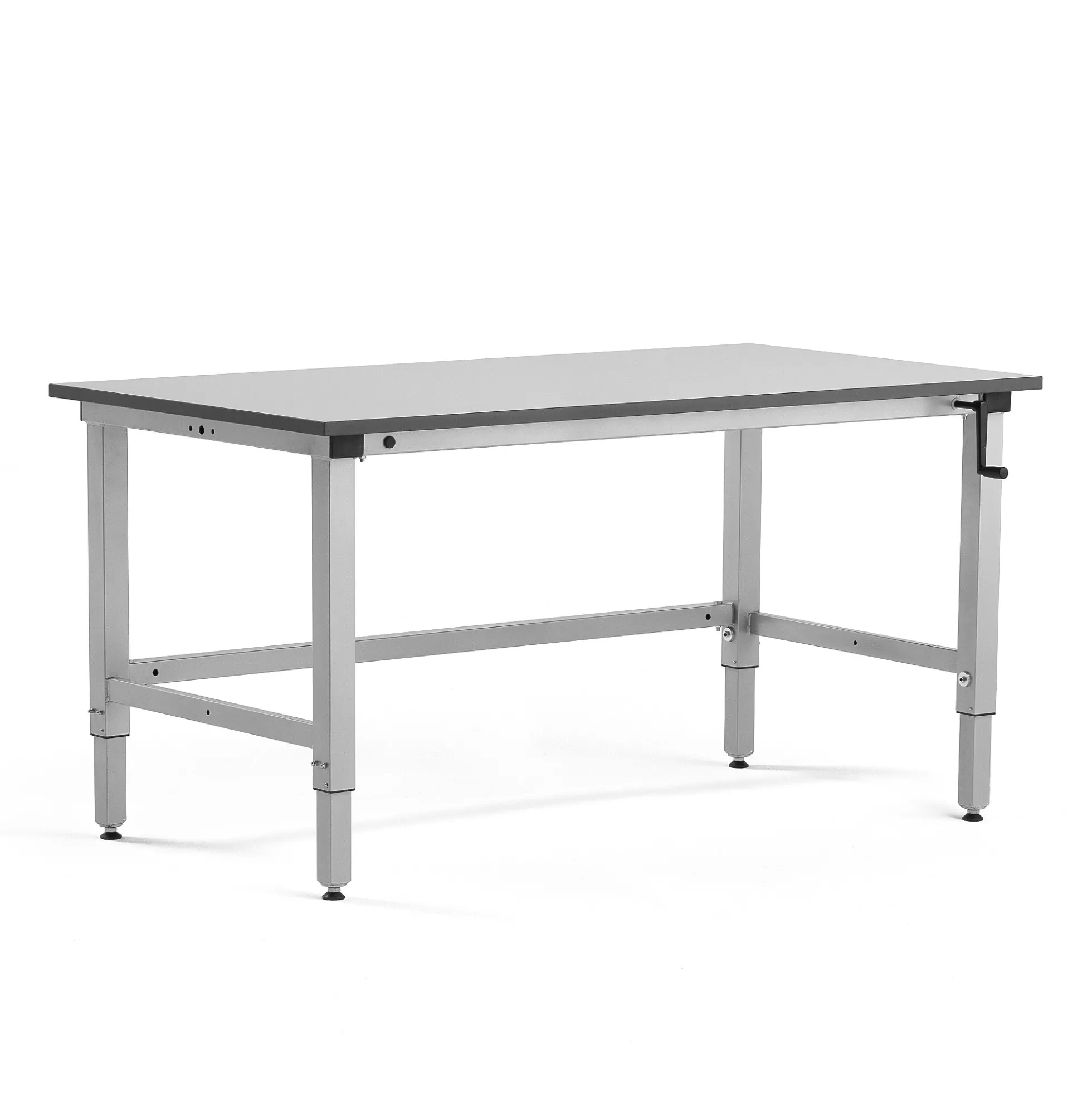 Teollisuuspöytä MOTION Manuaalisesti korkeussäädettävä, 1500x800 mm, 150 kg, harmaa