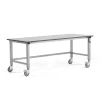 Teollisuuspöytä MOTION Pyörät, manuaalisesti korkeussäädettävä, 2000x800 mm, 150 kg, harmaa