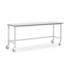 Teollisuuspöytä MOTION Pyörät, 2000x600 mm, harmaa