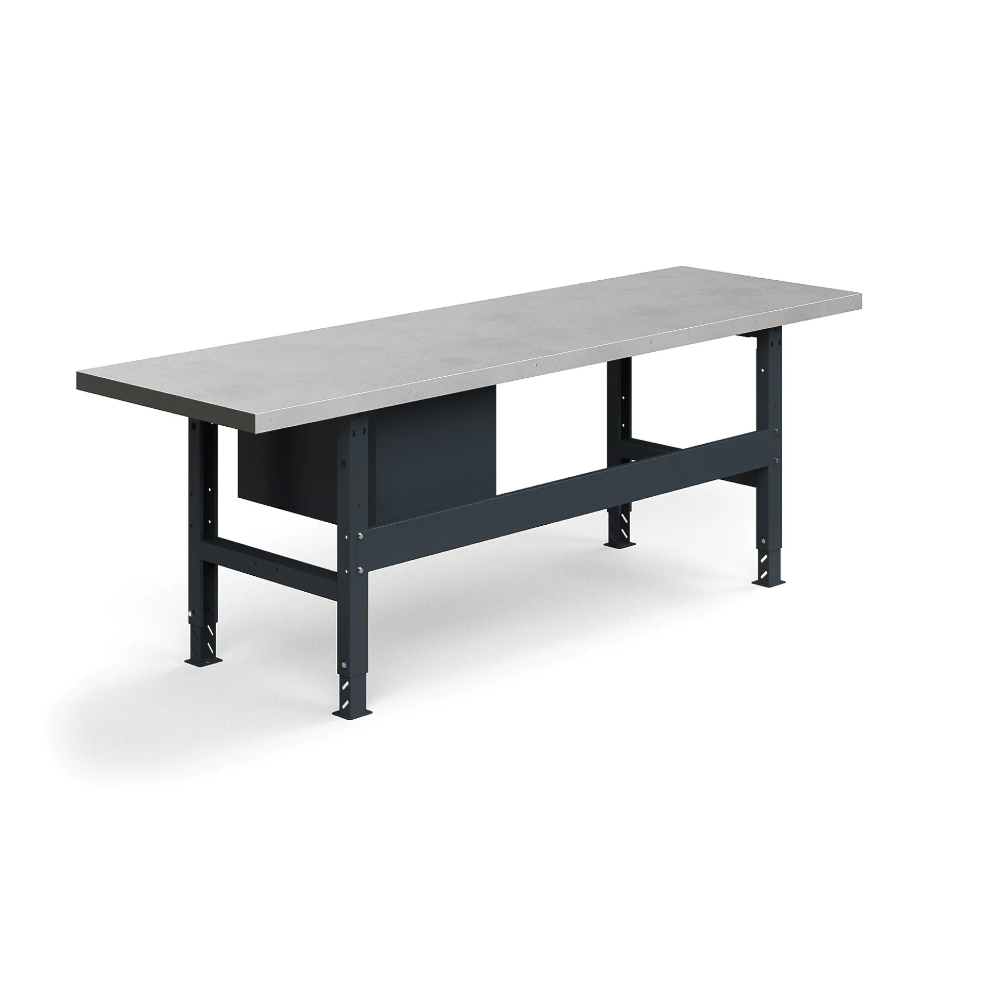 Teollisuuspöytä TRUST 3 laatikkoa, 2500x760 mm, 600 kg, teräs