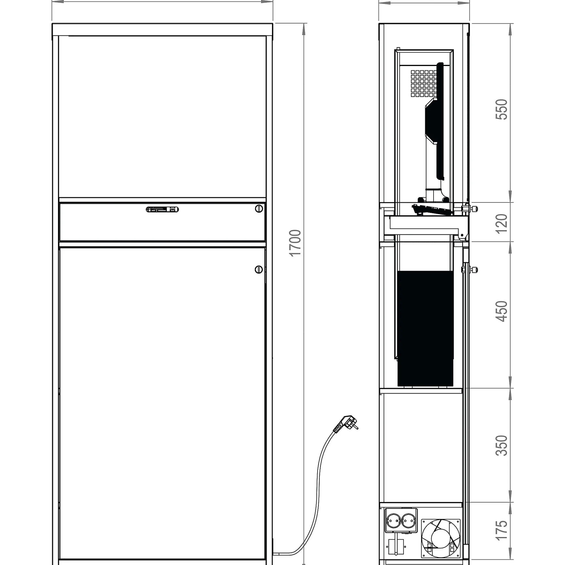 Tietokonekaappi ONLINE 1700x700x300 mm