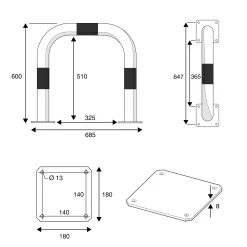 Törmäyssuoja Suoramalli, Ø89mm, 600x600 mm, paksuus: 3,2 mm