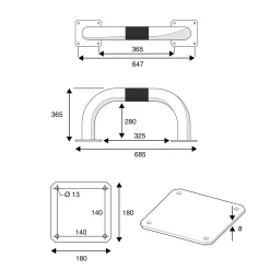 Törmäyssuoja Suoramalli, Ø89mm, 350x600 mm, paksuus: 3,2 mm