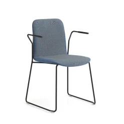 Tuoli käsinojilla LABELL Kelkkajalka, musta/sininen