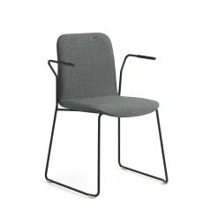 Tuoli käsinojilla LABELL Kelkkajalka, musta/tummanvihreä