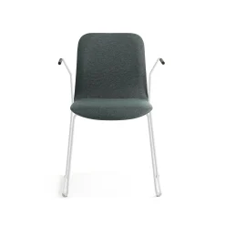 Tuoli käsinojilla LABELL Kelkkajalka, valkoinen/tummanvihreä