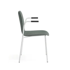 Tuoli LABELL Jalusta, käsinojilla, valkoinen/tummanvihreä