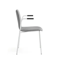 Tuoli LABELL Jalusta, käsinojilla, valkoinen/vaaleanharmaa