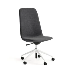 Tuoli LANGLEY Keskikorkea istuin, pyörät, valkoinen/antrasiitti