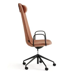 Tuoli LANGLEY Korkea istuin, pyörät, käsinojat, musta/kupari