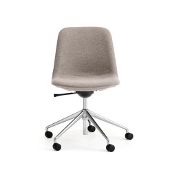 Tuoli LANGLEY Matala istuin, pyörät, harjattu alumiini/taupe