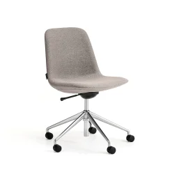 Tuoli LANGLEY Matala istuin, pyörät, harjattu alumiini/taupe