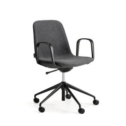 Tuoli LANGLEY Matala istuin, pyörät, käsinojat, musta/antrasiitti