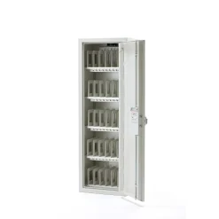 Turva- ja latauskaappi kannettaville tietokoneille 30 lokeroa, koodilukko, 1800x600x480 mm, harmaa