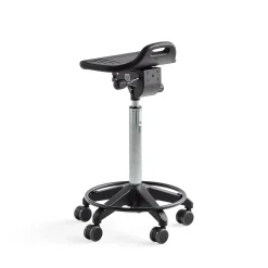 Työjakkara PEYTON Istuin polyuretaanista, pyörät, jalkarengas, 710-970 mm