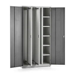 Työkalukaappi EXTRACT 2 ulosvedettävää reikälevyä, 5 hyllyä, 2000x1020x540 mm, harmaa