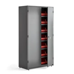 Työkalukaappikokonaisuus SUPPLY Avainlukko, 6 hyllytasoa, 28 vetolaatikkoa, 1900x1020x500 mm, harmaa