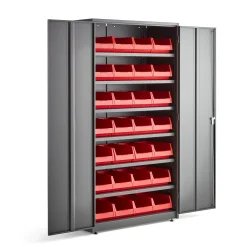 Työkalukaappikokonaisuus SUPPLY Avainlukko, 6 hyllytasoa, 28 vetolaatikkoa, 1900x1020x500 mm, harmaa