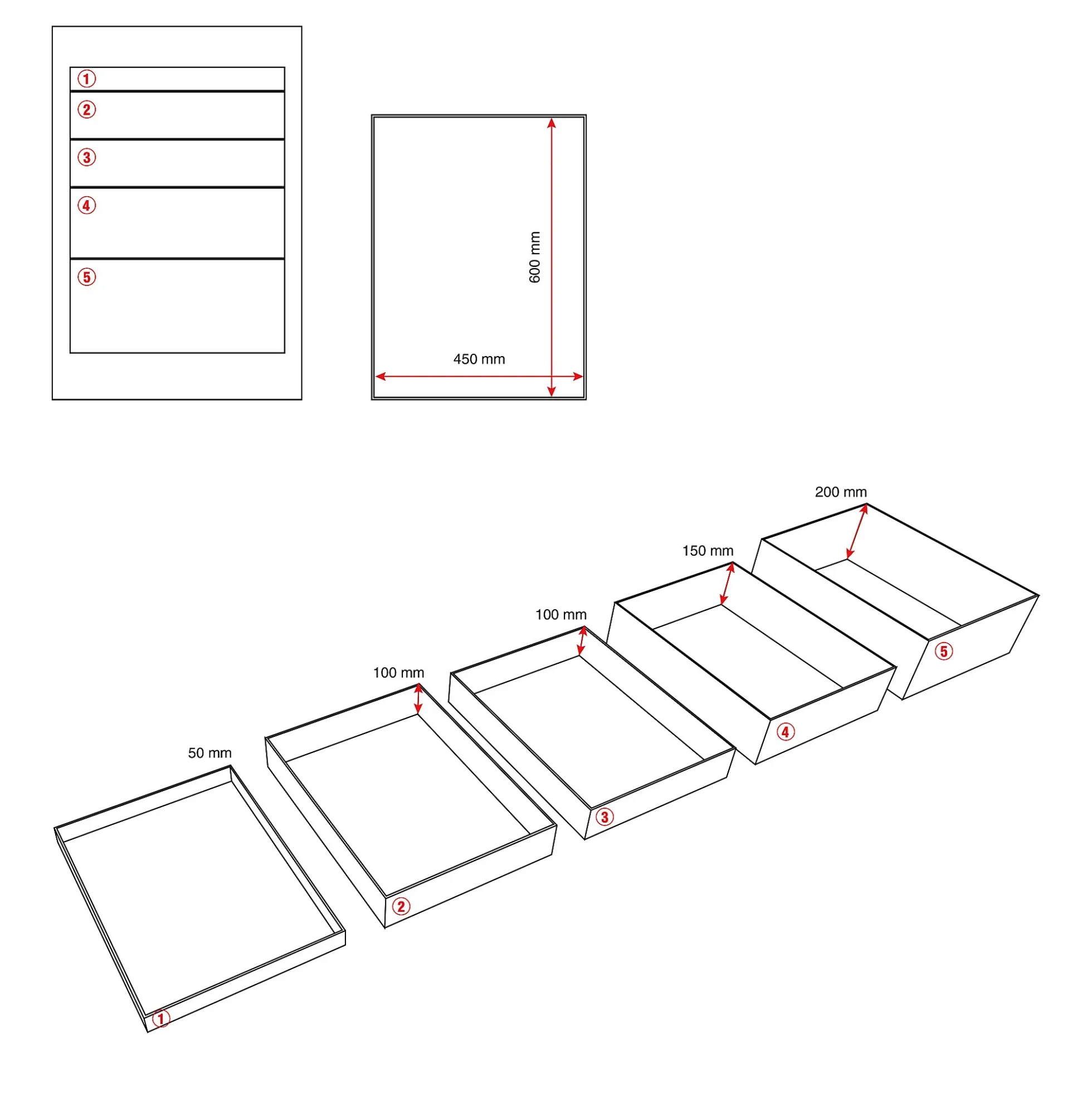 Työkalulaatikosto SOLID Lattiamalli, 5 laatikkoa, 800x535x670 mm