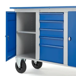 Työpenkki FLEX Pyörällinen, 2 kaappia, 5 laatikkoa, 1435x590x900 mm