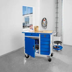 Työpenkki FLEX Pyörällinen, kaappi, 7 laatikkoa, 990x595x900 mm