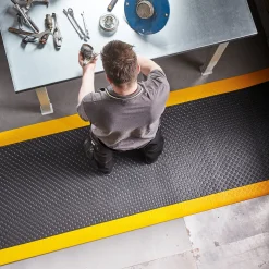 Työpistematto SECURE Leveys: 1220 mm, metritavara, musta, keltainen