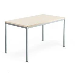 Työpöytä QBUS Kiinteä korkeus, 4 suoraa jalkaa, 1400x800 mm, hopeanharmaa jalusta, koivu