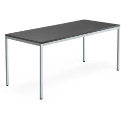 Työpöytä QBUS Kiinteä korkeus, 4 suoraa jalkaa, 1800x800 mm, hopeanharmaa jalusta, musta