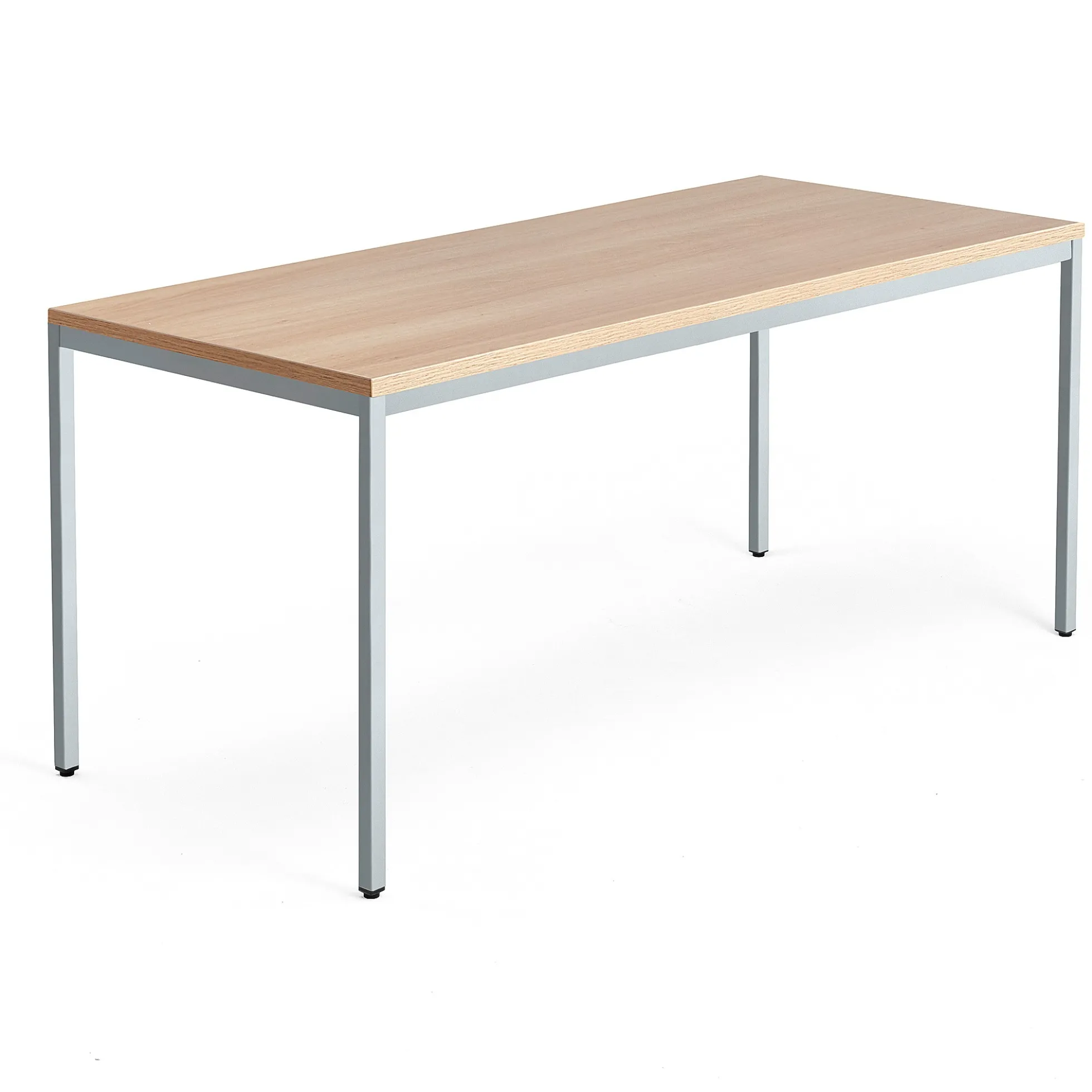 Työpöytä QBUS Kiinteä korkeus, 4 suoraa jalkaa, 1800x800 mm, hopeanharmaa jalusta, tammi