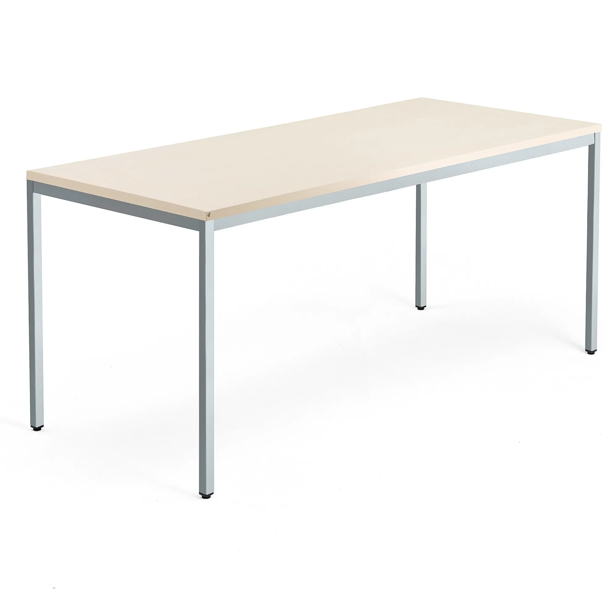 Työpöytä QBUS Kiinteä korkeus, 4 suoraa jalkaa, 1800x800 mm, hopeanharmaa jalusta, koivu