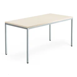 Työpöytä QBUS Kiinteä korkeus, 4 suoraa jalkaa, 1600x800 mm, hopeanharmaa jalusta, koivu