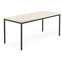 Työpöytä QBUS Kiinteä korkeus, 4 suoraa jalkaa, 1800x800 mm, musta jalusta, koivu