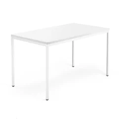 Työpöytä QBUS Kiinteä korkeus, 4 suoraa jalkaa, 1400x800 mm, valkoinen jalusta, valkoinen