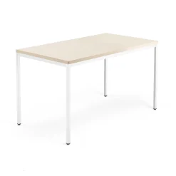 Työpöytä QBUS Kiinteä korkeus, 4 suoraa jalkaa, 1400x800 mm, valkoinen jalusta, tammi