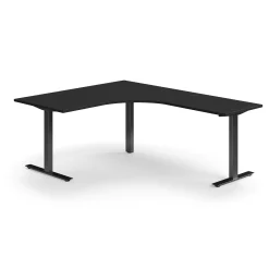 Työpöytä QBUS L-muotoinen, 1600x2000 mm, T-jalusta, musta jalusta, musta