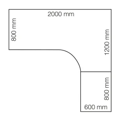 Työpöytä QBUS L-muotoinen, 2000x2000 mm, T-jalusta, valkoinen jalusta, tammi