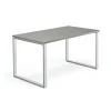 Työpöytä QBUS O-jalusta, 1400x800 mm, hopeanharmaa jalusta, vaaleanharmaa