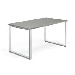 Työpöytä QBUS O-jalusta, 1400x800 mm, hopeanharmaa jalusta, vaaleanharmaa