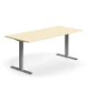 Työpöytä QBUS Suora pöytälevy, 1800x800 mm, T-jalusta, hopeanharmaa jalusta, koivu