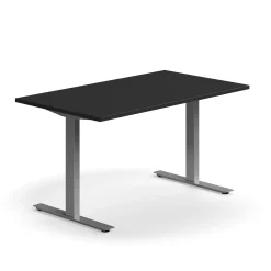Työpöytä QBUS Suora pöytälevy, 1400x800 mm, T-jalusta, hopeanharmaa jalusta, musta