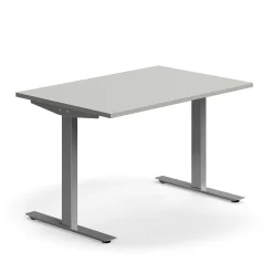 Työpöytä QBUS Suora pöytälevy, 1200x800 mm, T-jalusta, hopeanharmaa jalusta, vaaleanharmaa