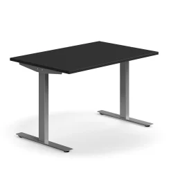 Työpöytä QBUS Suora pöytälevy, 1200x800 mm, T-jalusta, hopeanharmaa jalusta, musta